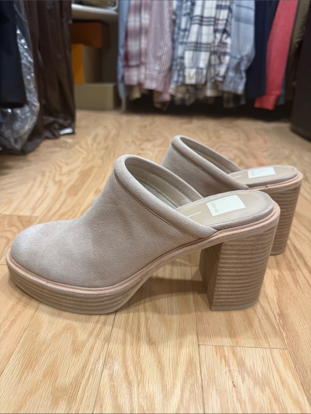 Dolce Vita Beige Suede Platform Mule